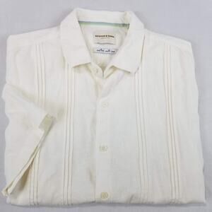 Scotch & Soda Shirt Mens XL White Linen Blend Short Sleeve Button Up Casual